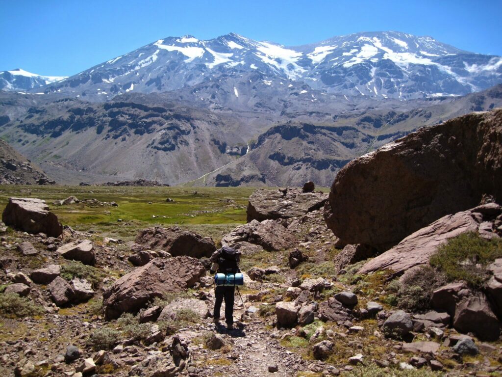 Stratovulkán Marmolejo v Cajón del Maipo